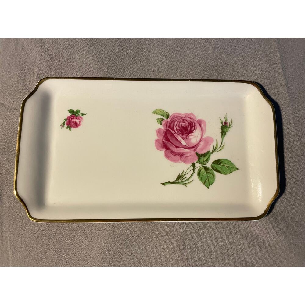 Vtg. Tirschenrueth Bavaria Floral Rose Porcelain Plate